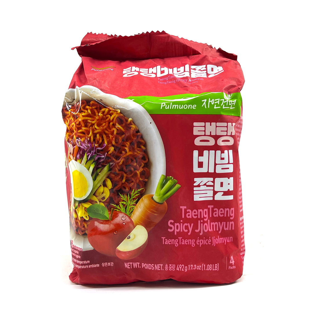 [Pulmuone] Taeng Taeng Spicy Jjolmyun Ramen / 풀무원 자연건면 탱탱 비빔 쫄면 라면 (4pks)