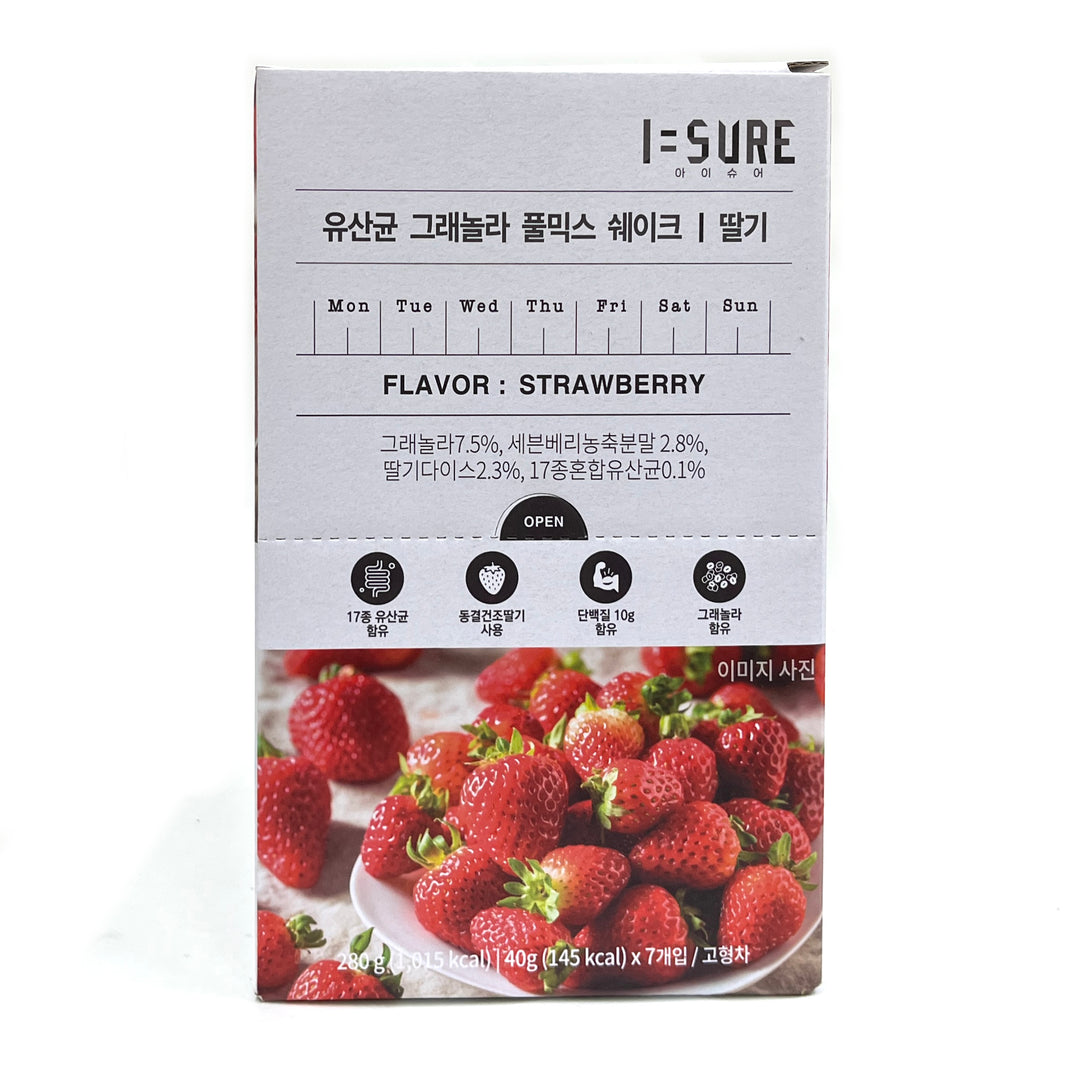 [ISURE] Granola Mix Powder Sweet Strawberry Flavor / 아이슈어 콜라겐 그래놀라 풀믹스 쉐이크 딸기 (40g x 7ea)