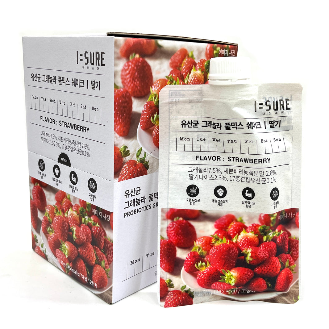 [ISURE] Granola Mix Powder Sweet Strawberry Flavor / 아이슈어 콜라겐 그래놀라 풀믹스 쉐이크 딸기 (40g x 7ea)