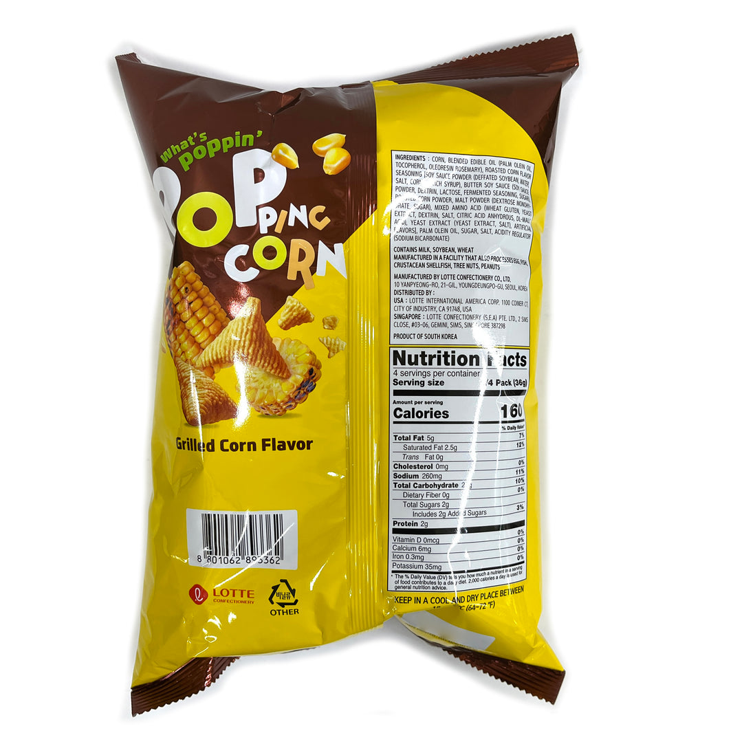 [Lotte] Popping Corn Chip Grilled Corn / 롯데 꼬깔콘 팝핑콘 군옥수수맛 (144g)