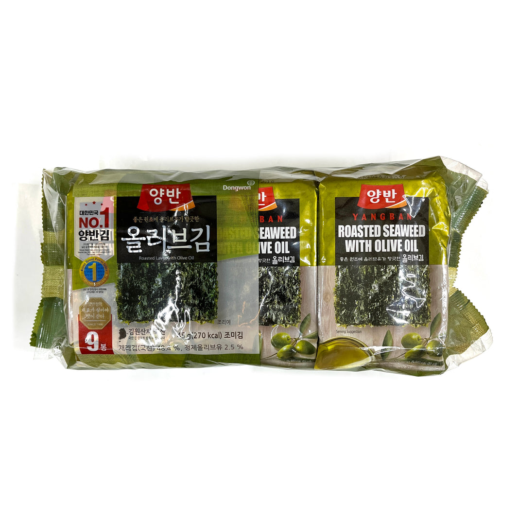 [Dongwon] Roasted Seaweed w. Olive Oil / 동원 양반 올리브김 도시락 김 (5g x 9pk)
