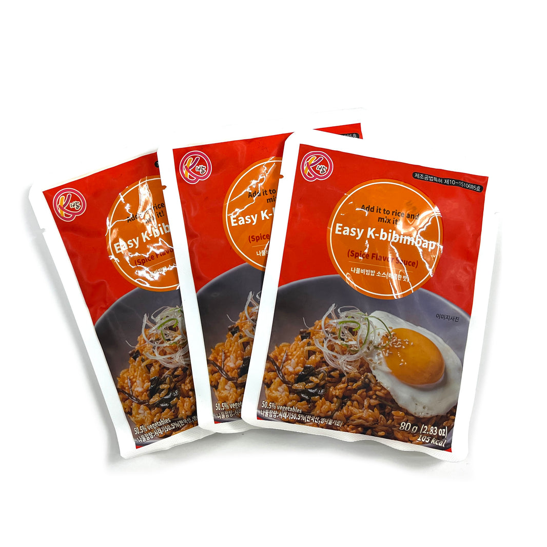 [K-bap] Easy K-bibimbap Spicy Flavor Sauce  /  K밥 이지 K 비빔밥 나물 비빔밥 소스 매콤한맛 (80g x 3 packs)
