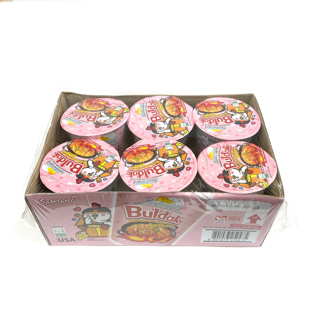 [Samyang] Spicy Chicken Flavor Noodle Cup Carbonara / 삼양 핵 불닭볶음면 카르보나라 작은 컵 (6cups/Box)