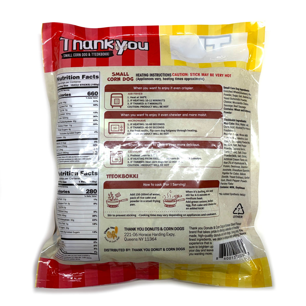 [ThankYou] Hand Made Korean Corn Dogs Tteobokki Combo / 땡큐 수제 미니 핫도그와 떡볶이 세트 (320g)