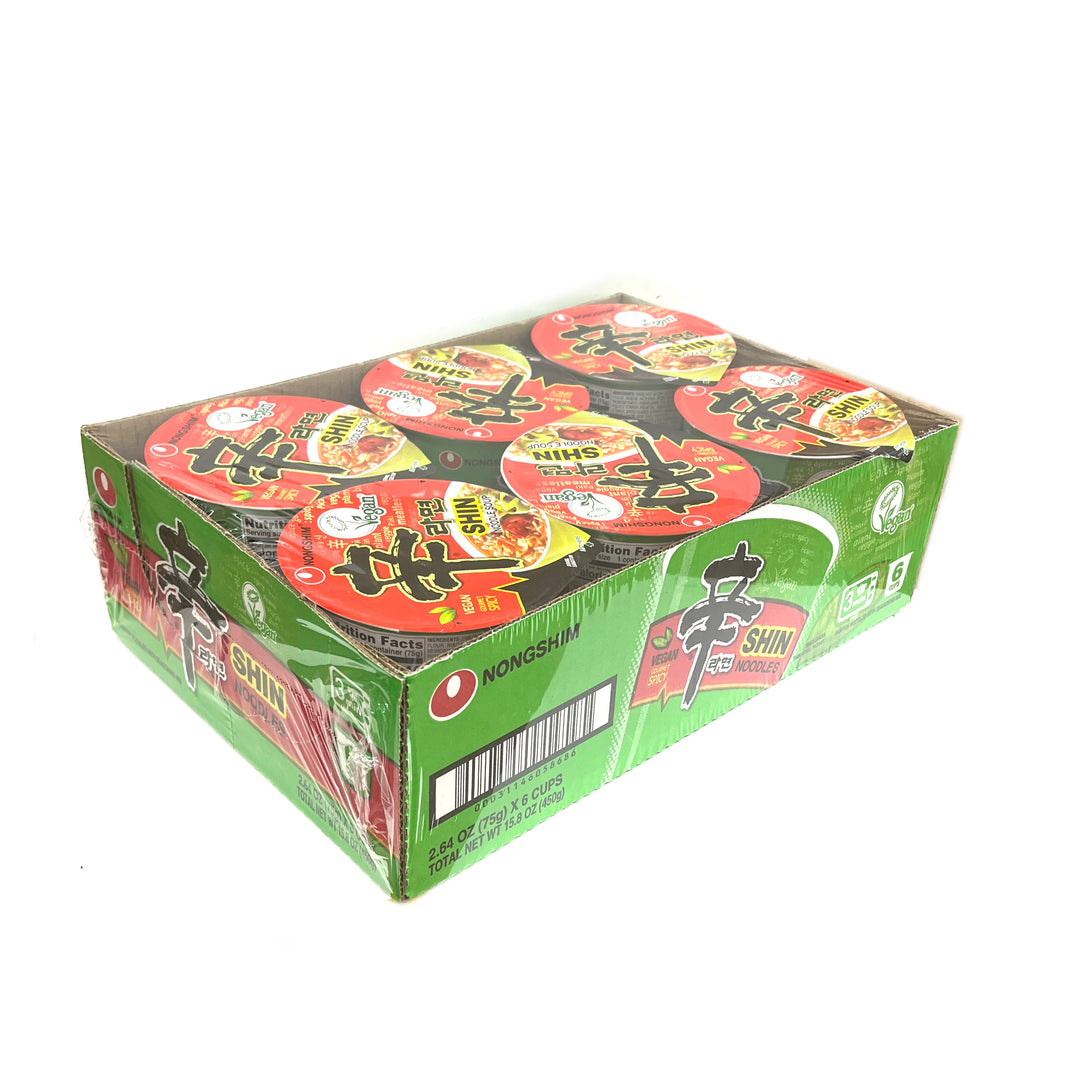 [Nongshim] Shin Ramen Vegan Spicy 6-Cup / 농심 신라면 비건 매운맛 컵 라면 작은컵(6pk)