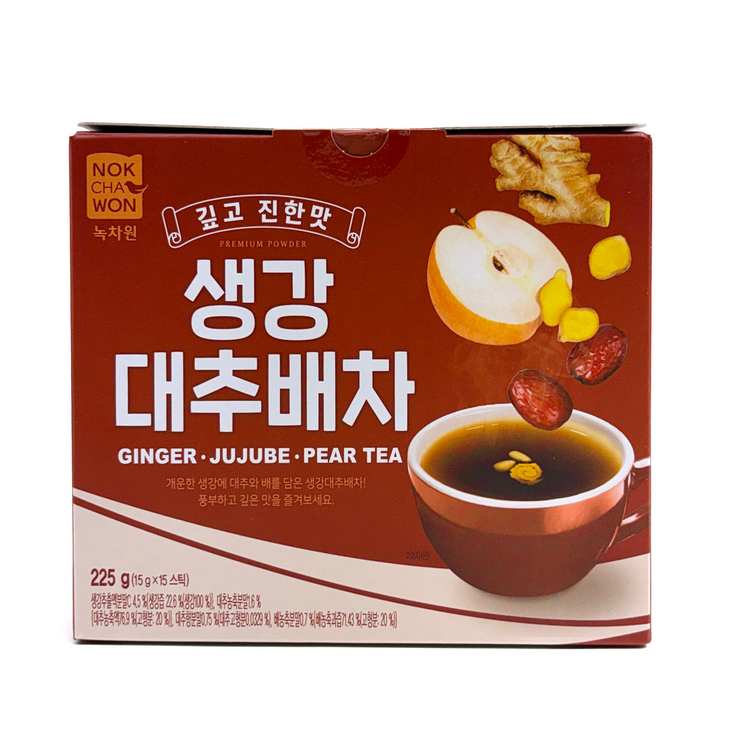 [Nokchawon] Premium Powder Ginger Jujube Pear Tea / 녹차원 깊고 진한맛 생강 대추 배차  (225g , 15g x15 sticks)