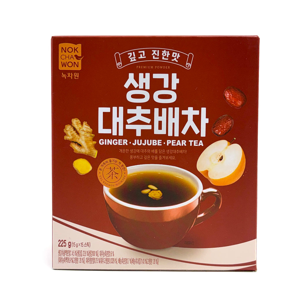 [Nokchawon] Premium Powder Ginger Jujube Pear Tea / 녹차원 깊고 진한맛 생강 대추 배차  (225g , 15g x15 sticks)
