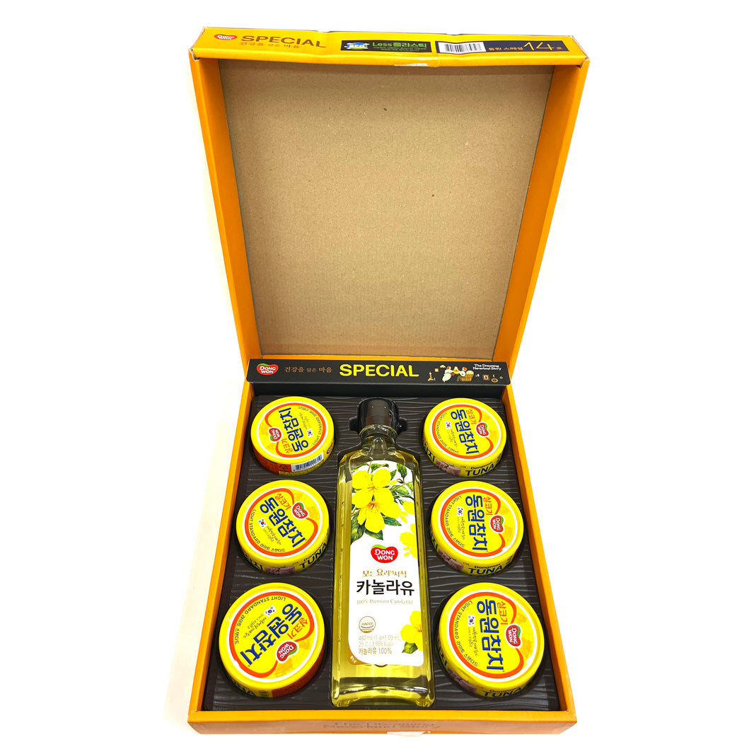 [DongWon] Tuna & Canola Oil Gift Set / 동원 살코기 참치 카놀라유 선물 세트  (90g x 6pk + 480ml)