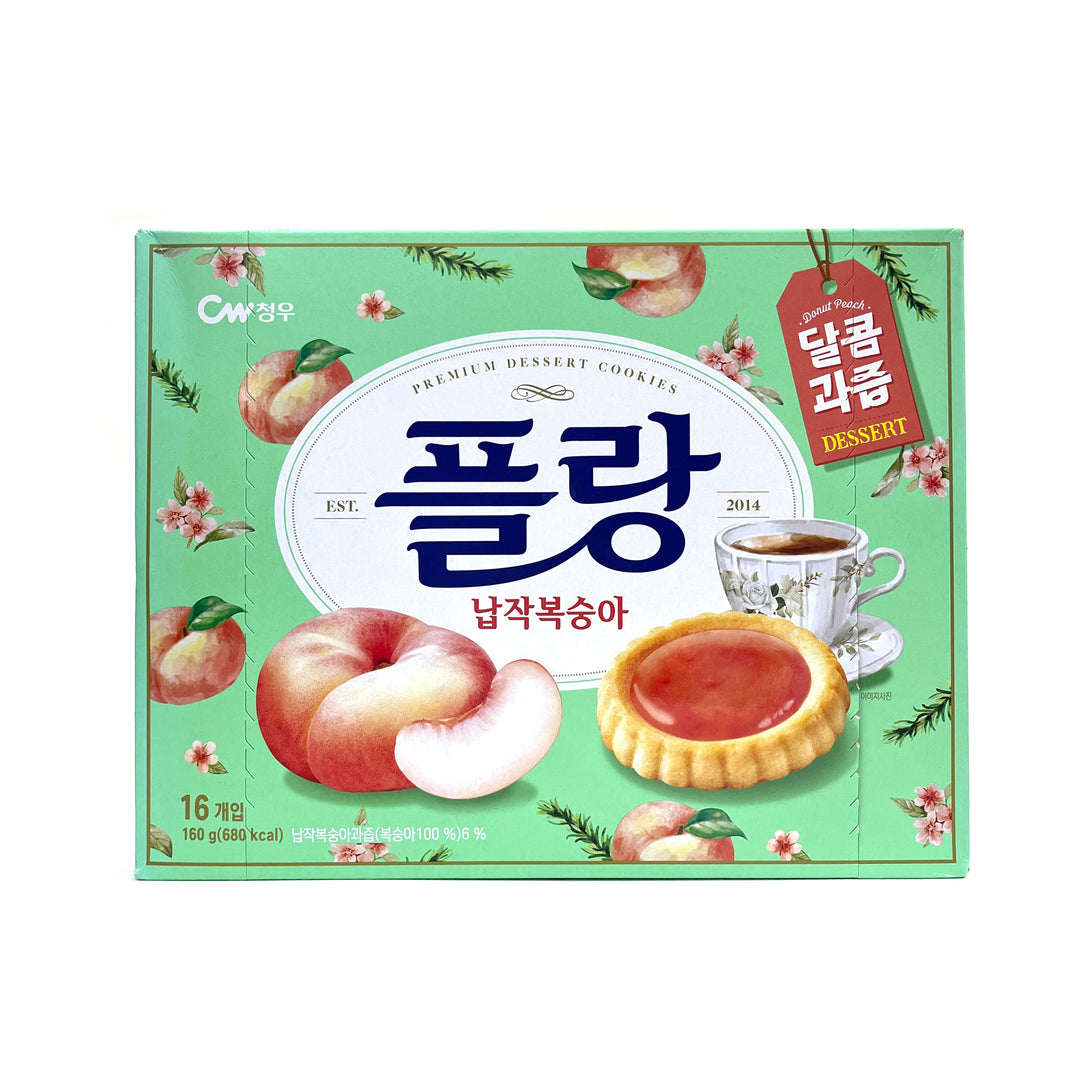 [CW] Peach Tart Premium Dessert Cookies / 청우 플랑 납작 복숭아 (16Pkgs/Box)