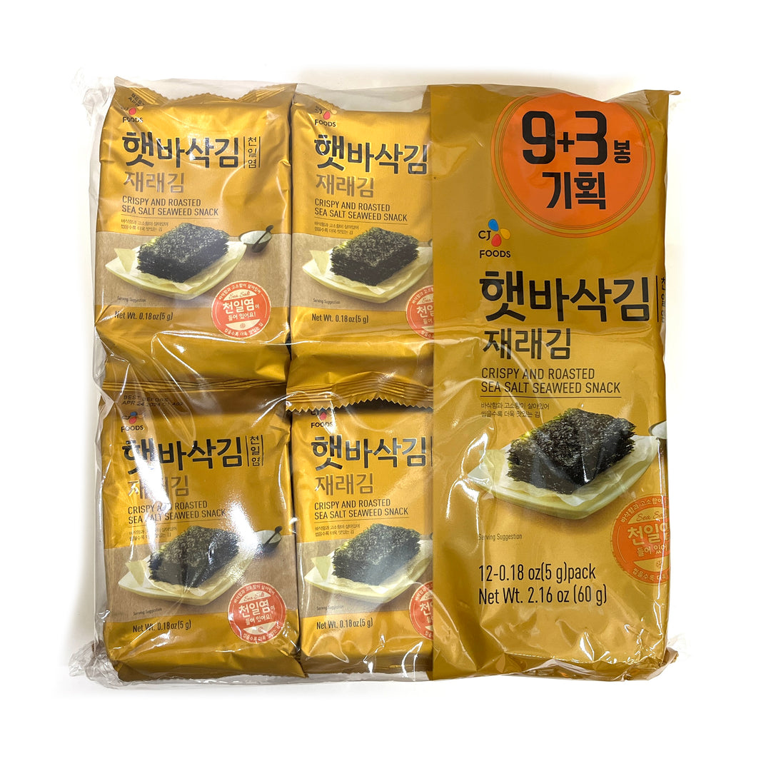 [CJ] Crispy & Roasted Sea Salt Seaweed Snack / CJ 햇 바삭김 천일염 재래김 도시락 (12pk)