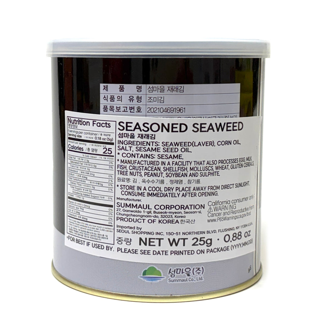 [Summaul] Seasoned Seaweed / 섬마을 재래김 캔 김 (25g)