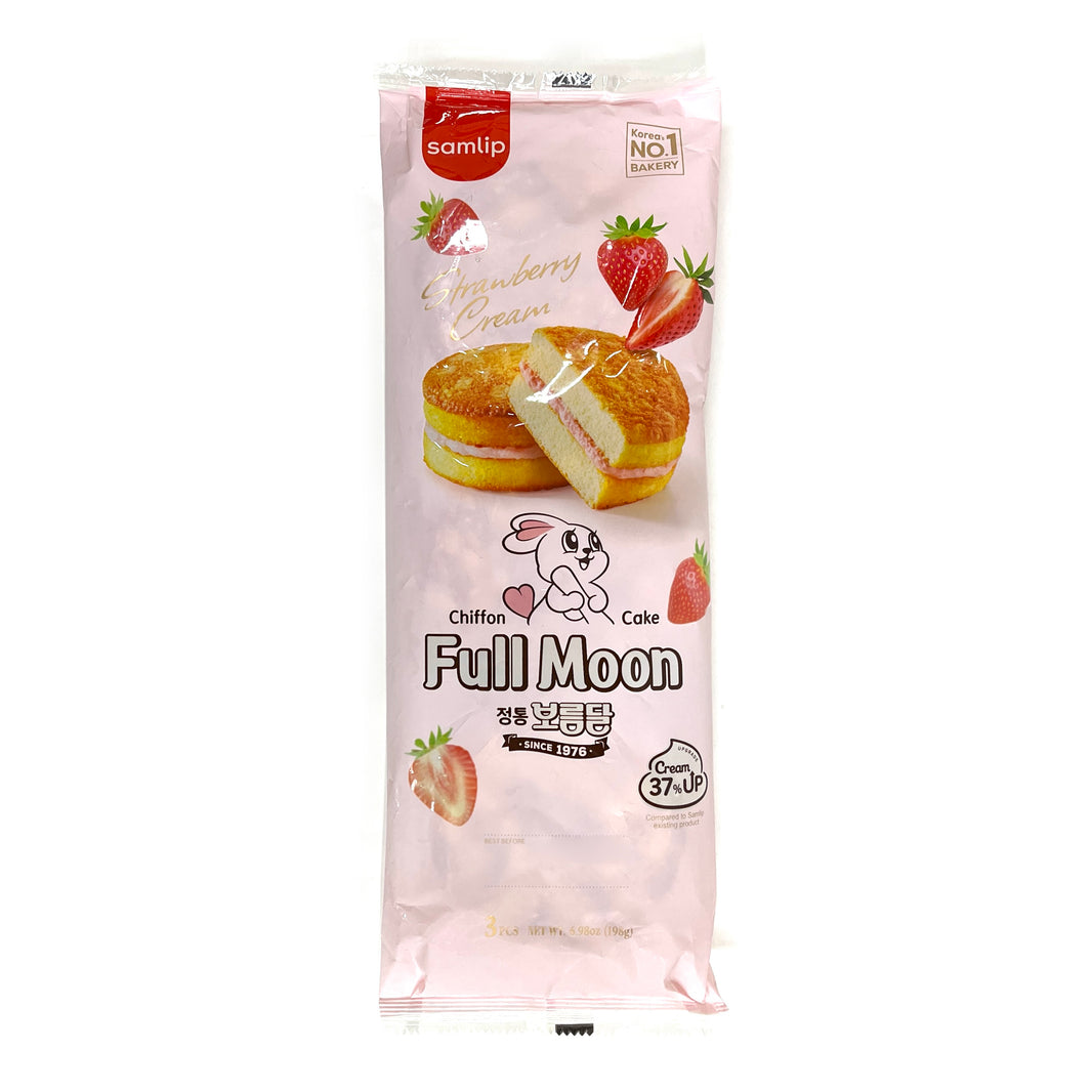 [Samlip] Full Moon Strawberry Chiffon Cake / 삼립 정통 보름달 딸기맛 (189g / 3pcs)