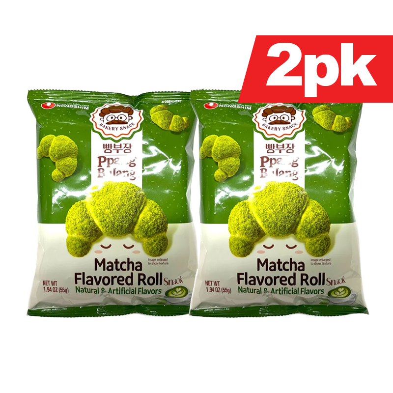 [NongShim] Ppang Bujang Matcha Flavored Role Snack / 빵부장 마차롤 스낵(55g x2pk) Best by 11/26/2026