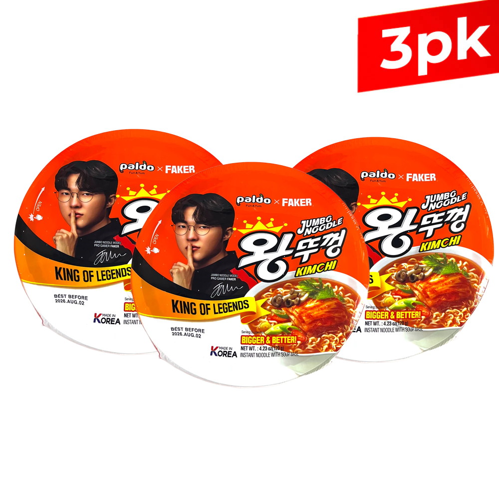 [Paldo] Wang Ttukkeong Jumbo Noodle Kimchi / 팔도 왕뚜껑 김치맛 (120g x3)