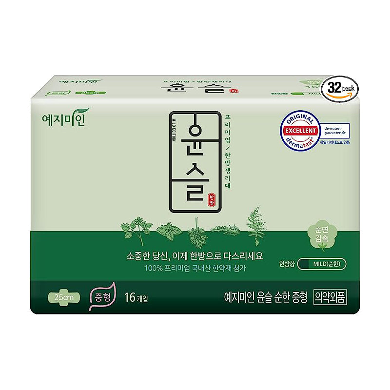 [Yejimiin] Yunseul Premium Sanitary Pads Medium / 예지미인 윤슬 프리미엄 한방 생리대 중형 (25cm/16pk)