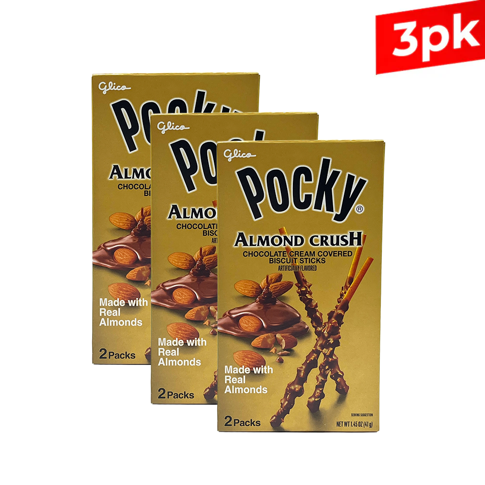 [Glico] Pocky Almond Crush Chocolate Cream Covered Biscuit Sticks / 글리코 포키 아몬드 초코렛 (41g x3)