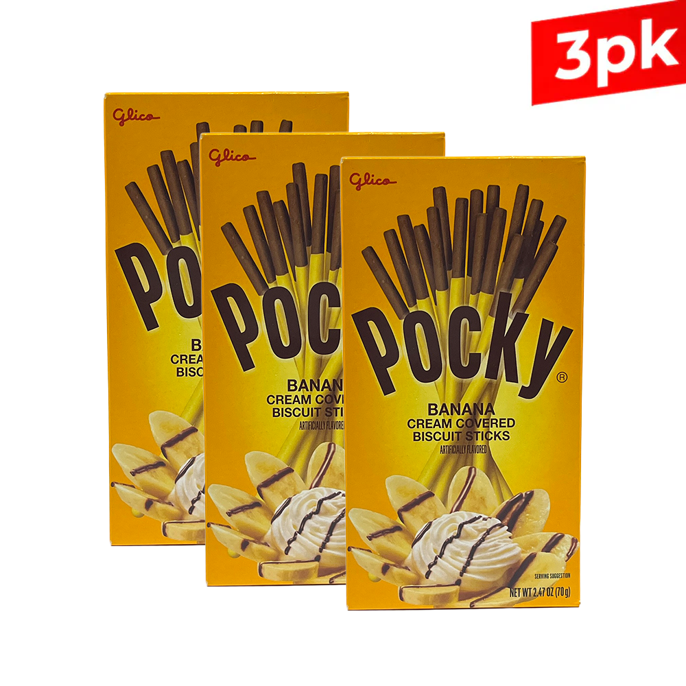 [Glico] Pocky Banana Cream Covered Biscuit Sticks / 글리코 포키 바나나 (70g x3)