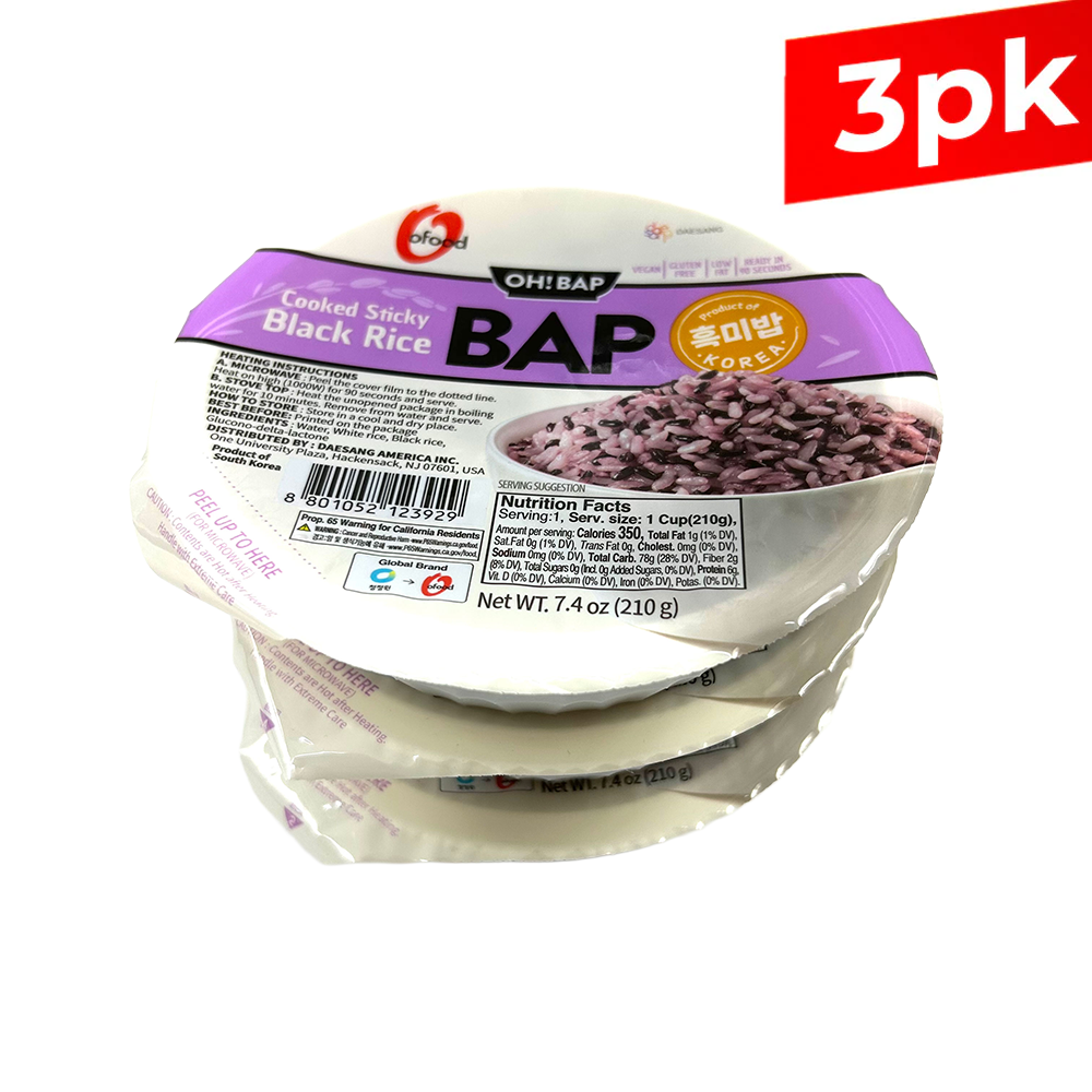 [O'Food] Bap Cooked Sticky Black Rice / 청정원 오푸드 즉석 흑미 밥 (210g x3)