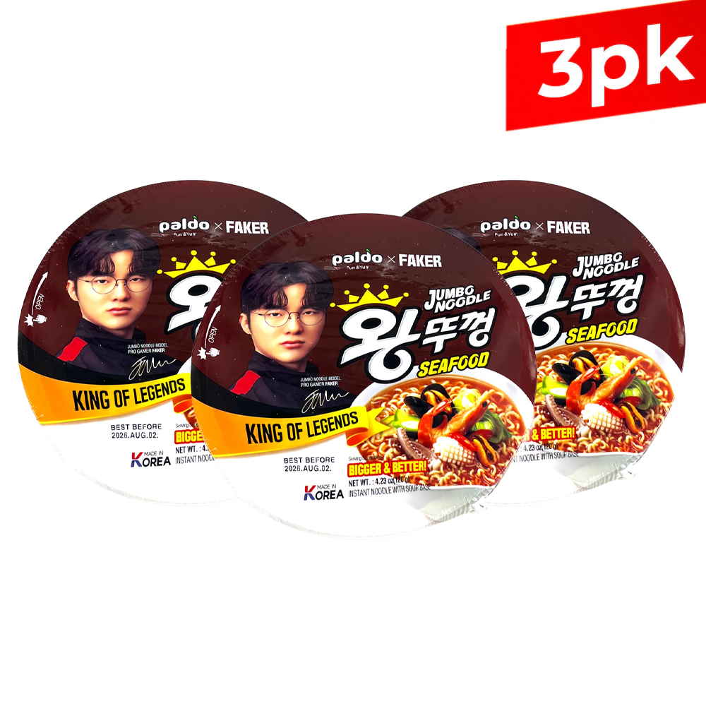 [Paldo] Wang Ttukkeong Jumbo Noodle Seafood / 팔도 왕뚜껑 짬뽕 (120g x3)