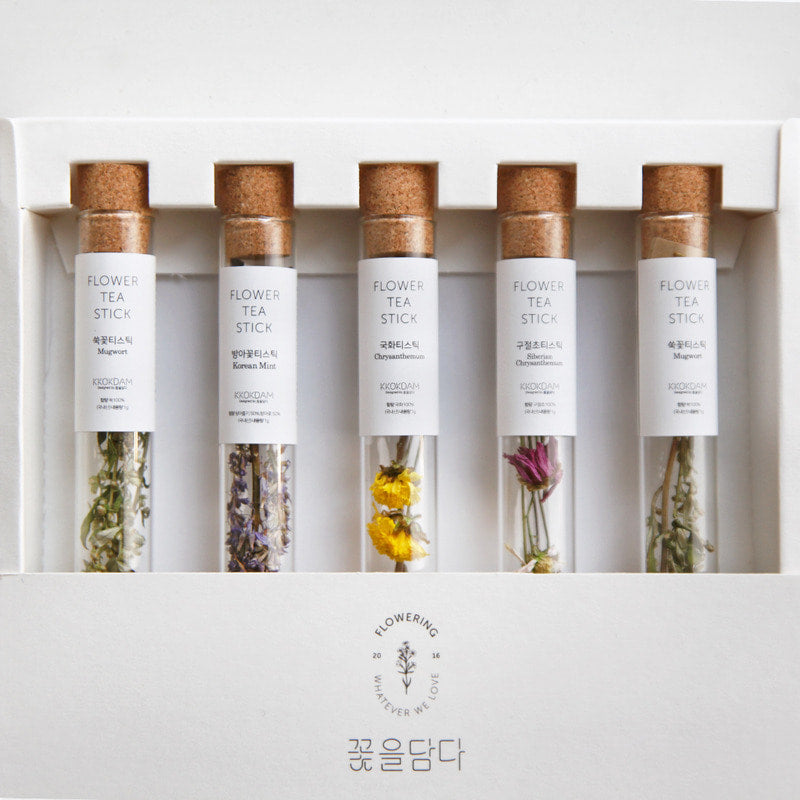 [Kkokdam] Flower Teastick Gift Box / 꽃을 담다 플라워 티스틱 선물 세트 (5pcs)