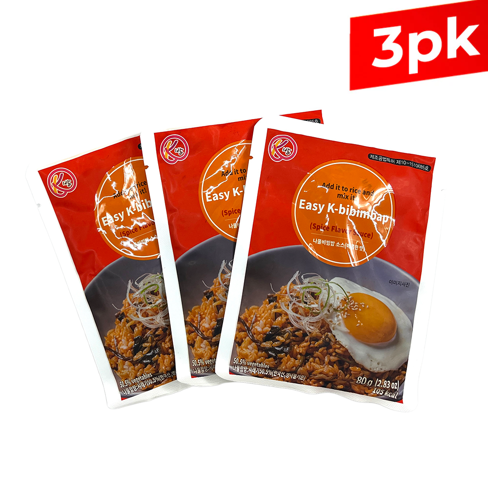 [K-bap] Easy K-bibimbap Spicy Flavor Sauce  /  K밥 이지 K 비빔밥 나물 비빔밥 소스 매콤한맛 (80g x 3 packs)