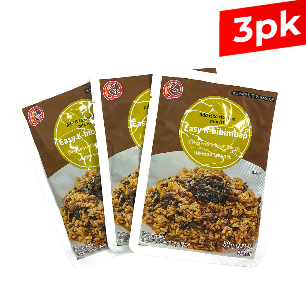 [K-bap] Easy K-bibimbap Korean Soybean Paste Flavor Sauce  /  K밥 이지 K 비빔밥 나물 비빔밥 소스 강된장맛 (80g x 3 packs)