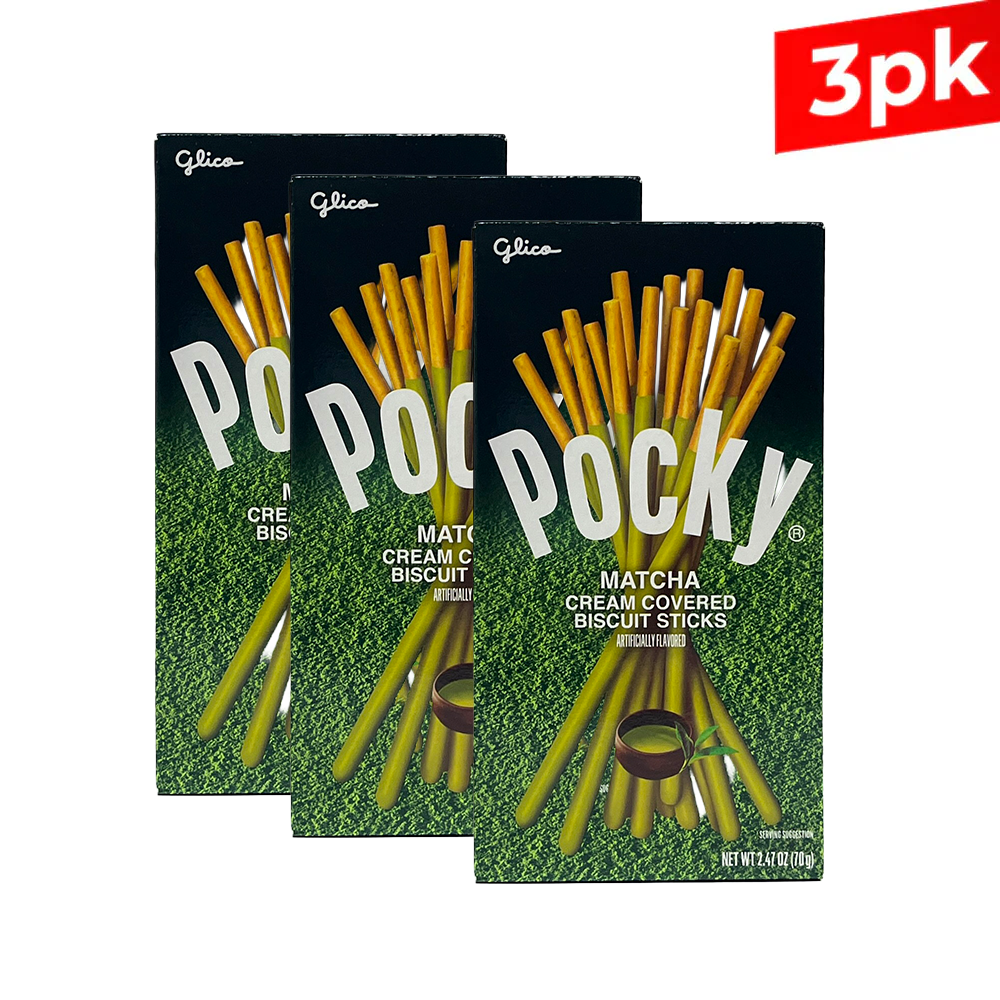 [Glico] Pocky Matcha Cream Covered Biscuit Sticks / 글리코 포키 마차 (70g x3)