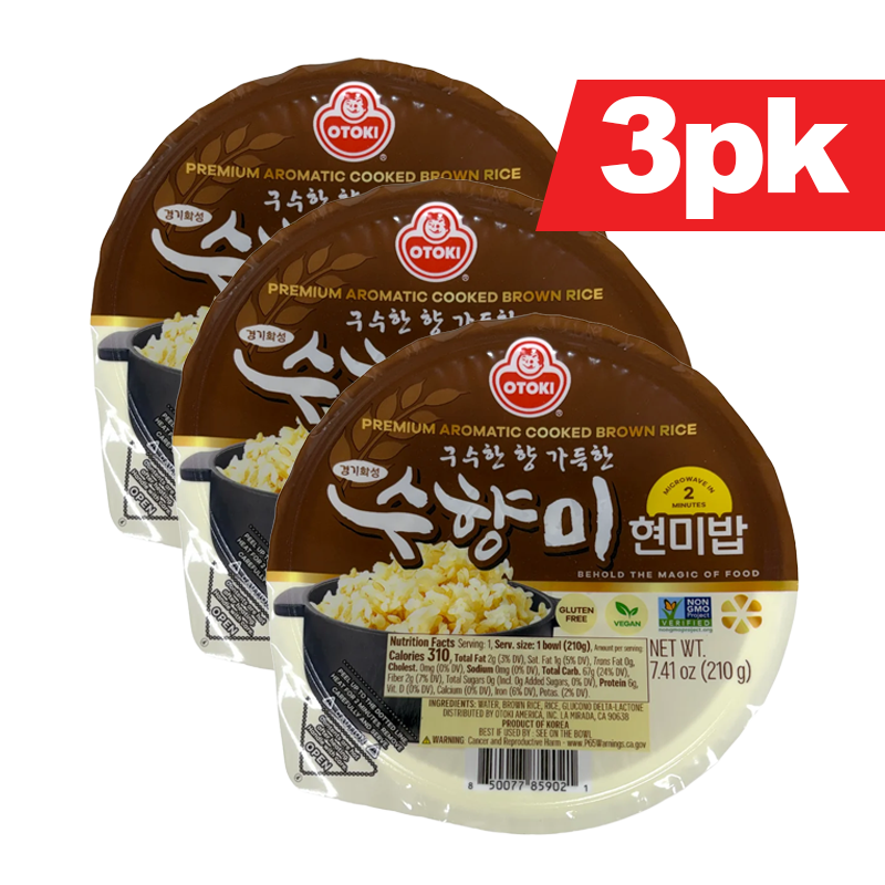 [Ottogi] Premium Aromatic Cooked Brown Rice / 오뚜기 경기화성 구수한 향 가득 수향미 현미밥 밥 (210g x3pk)