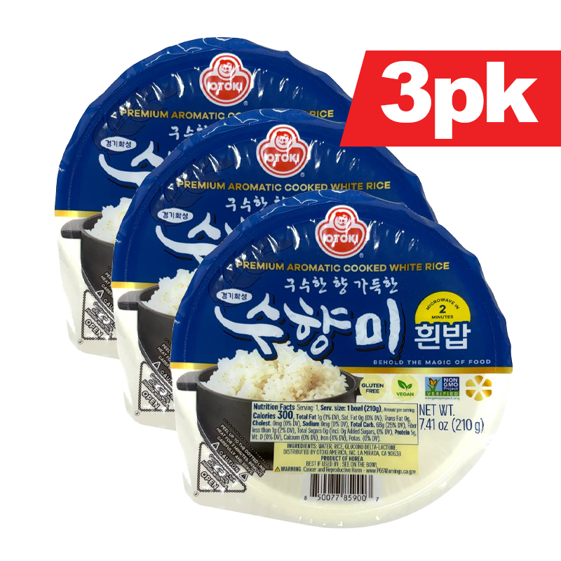 [Ottogi] Premium Aromatic Cooked White Rice / 오뚜기 경기화성 구수한 향 가득 수향미 흰밥 백미 밥 (210g x3pk)