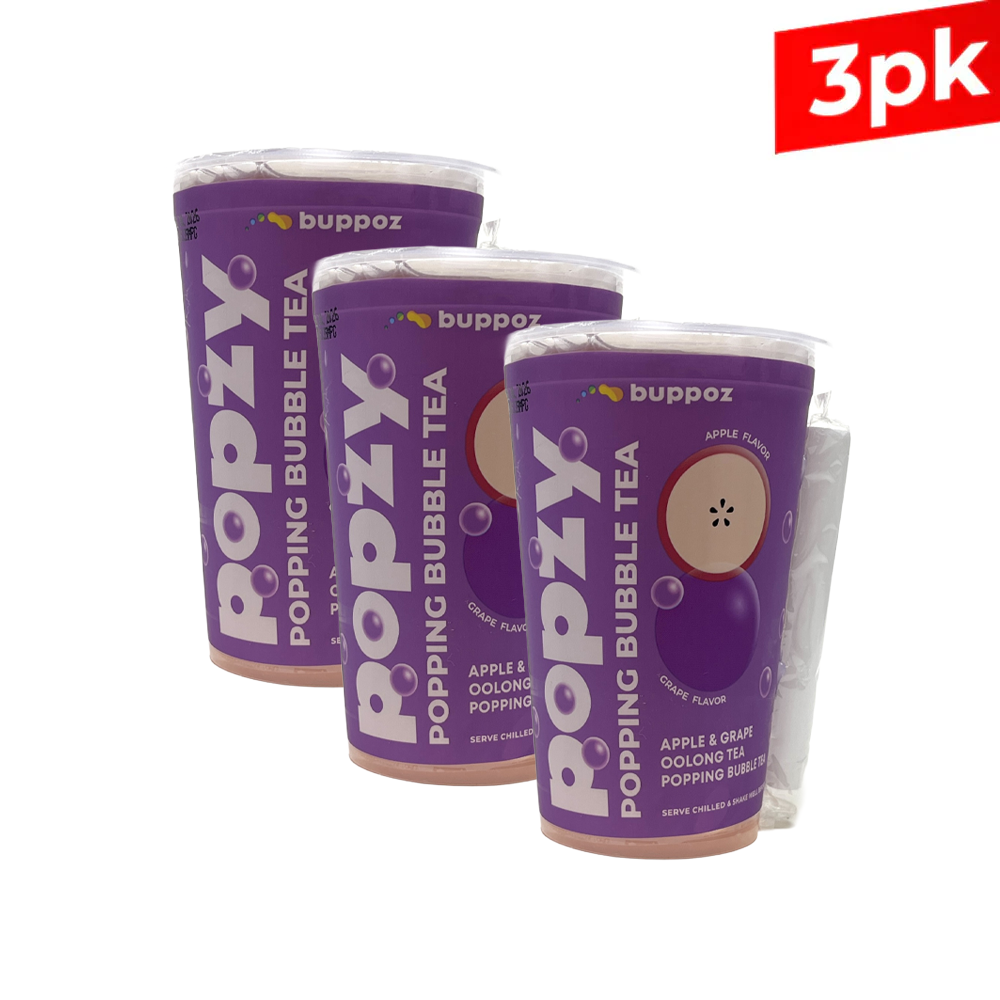[Buppoz] Popzy Popping Bubble Tea Apple & Grape / 팝지 팝핑 버블티 사과 & 포도 우롱티 (3pk)
