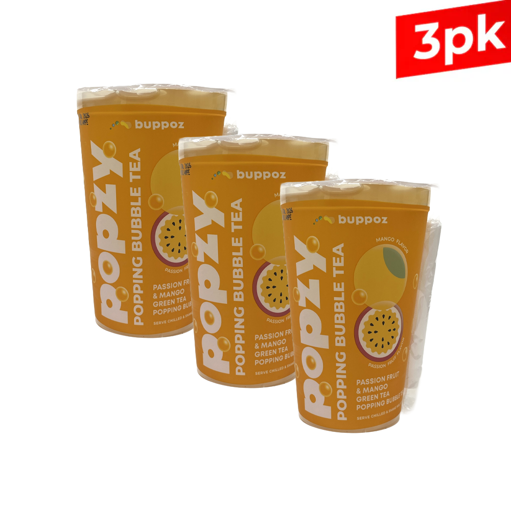 [Buppoz] Popzy Popping Bubble Tea Passion Fruit & Mango / 팝지 팝핑 버블티 패션후르츠 & 망고 우롱티 (3pk)