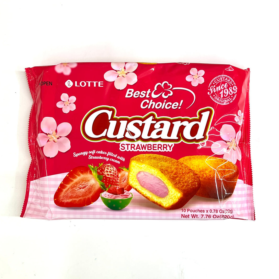 [Lotte] Custard Soft Cake Strawberry / 롯데 카스타드 딸기맛 (10pk)