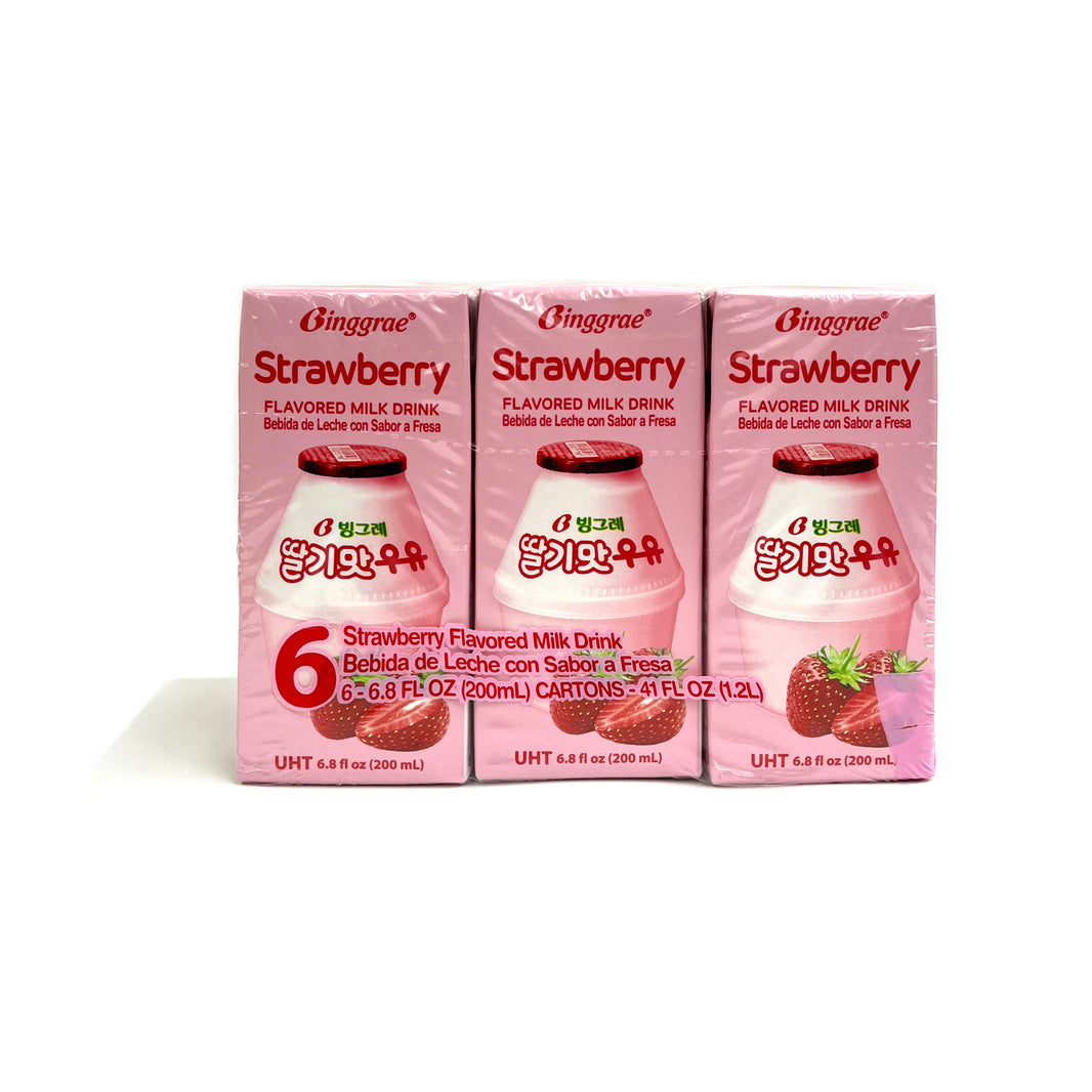 [Binggrae] Strawberry Flavored Milk Drink / 빙그레 딸기맛 우유 (6pk)
