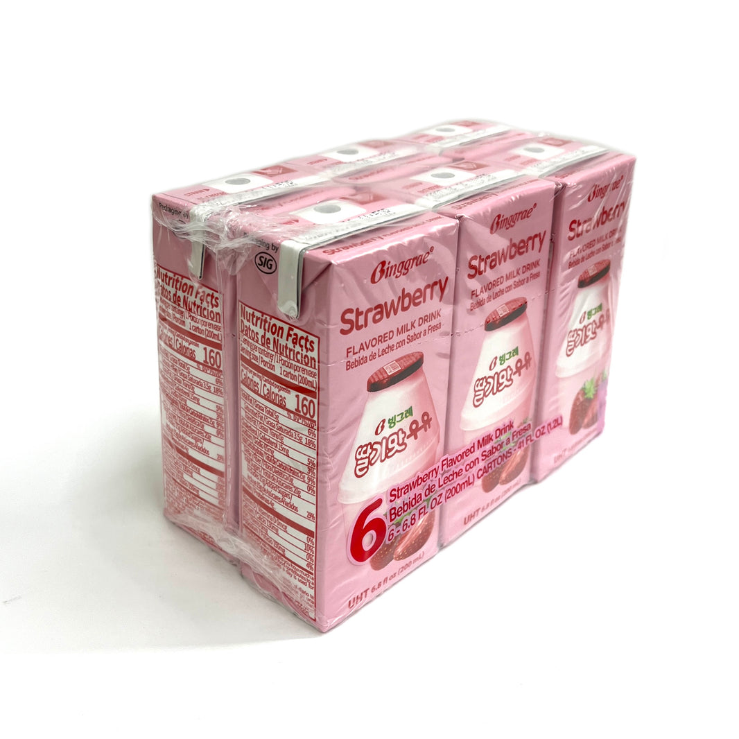 [Binggrae] Strawberry Flavored Milk Drink / 빙그레 딸기맛 우유 (6pk)