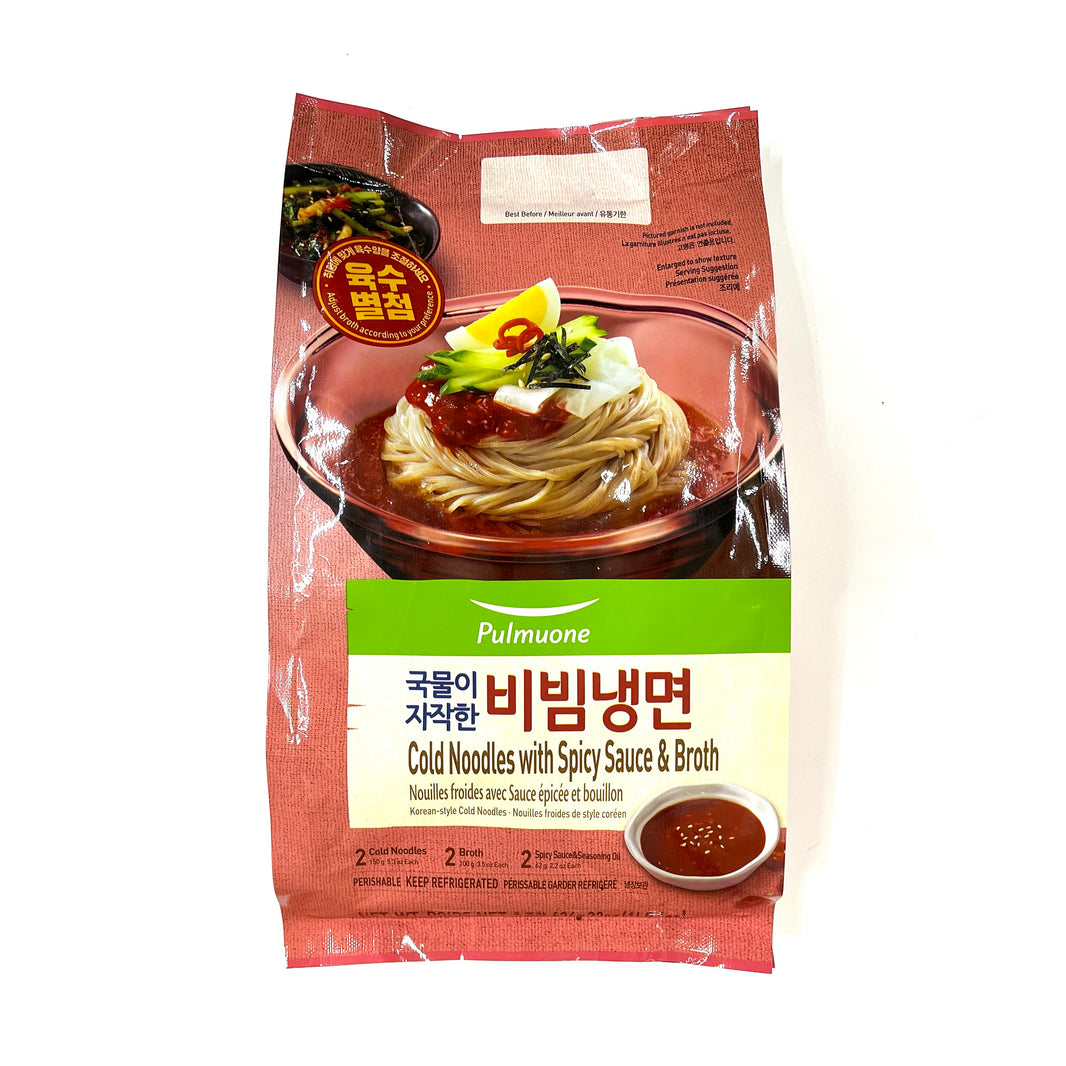 [Pulmuone] Cold Noodle w. Spicy Sauce & Broth / 풀무원 국물이 자작한 비빔 냉면 (624g)
