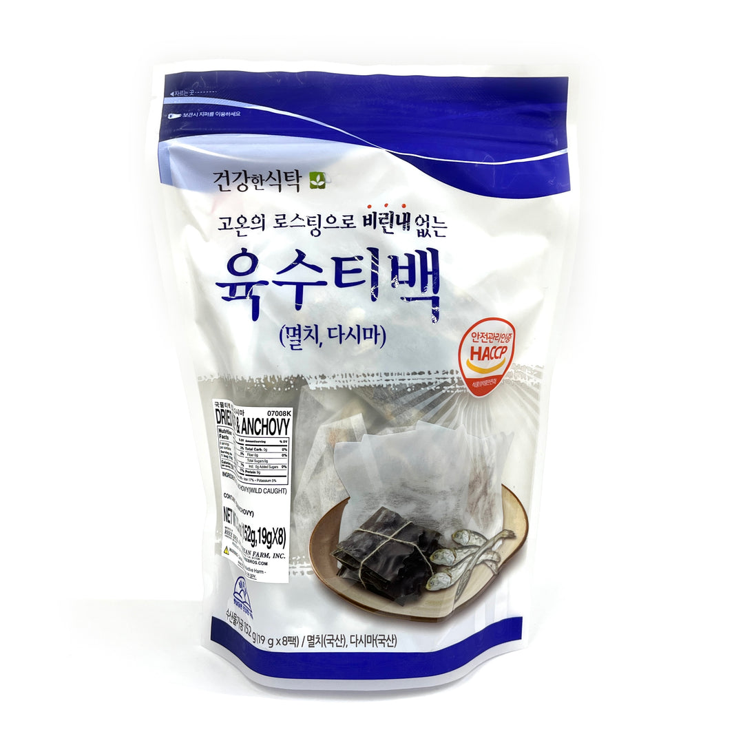 [Haemione] Dried Seafood Pack Soup Stock Tea Bag Anchovy & Kelp / 건강한식탁 육수 티백 멸치 & 다시마 (152g)