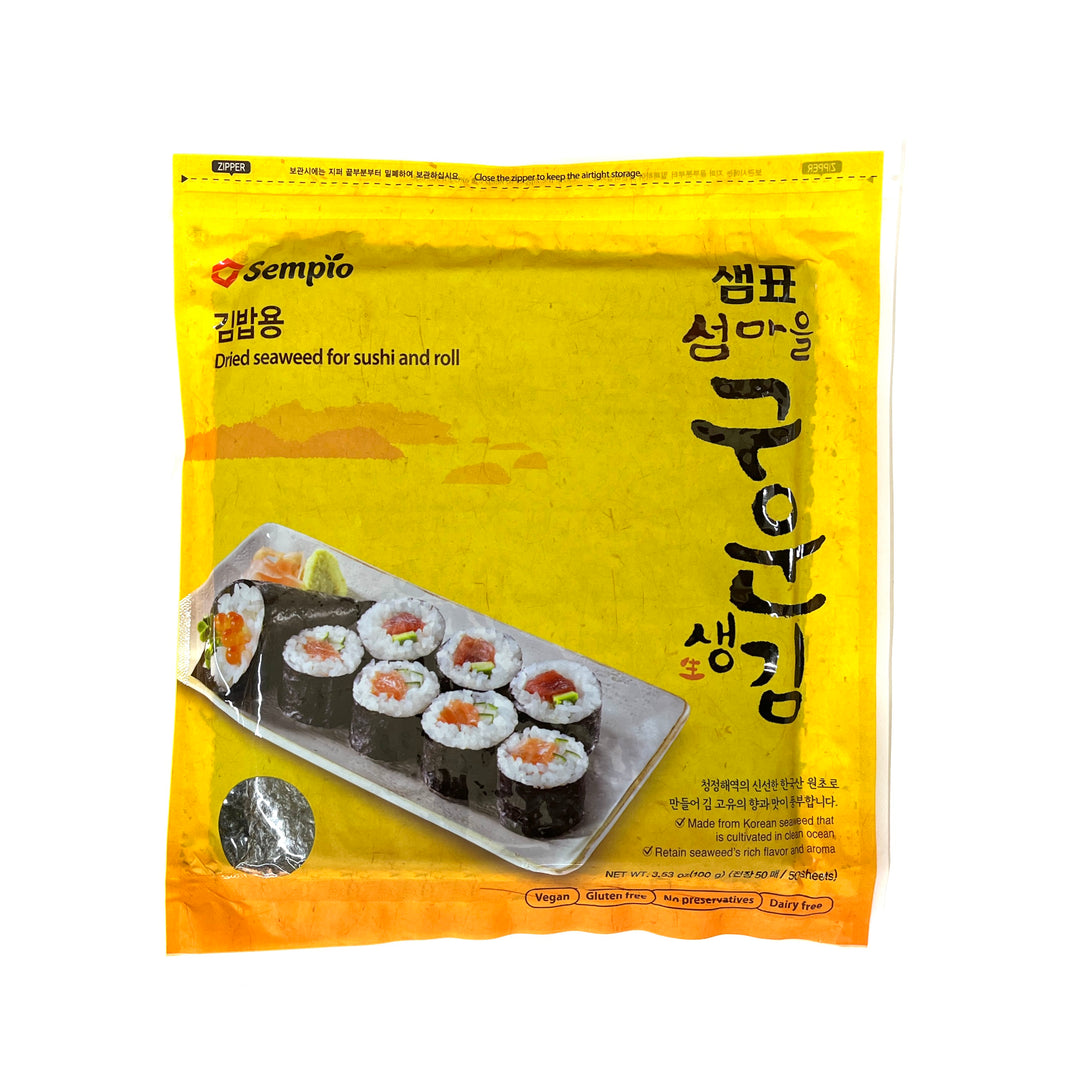 [Sempio] Dried Seaweed for Gimbap Sushi and Roll / 샘표 섬마을 구운 생김 김밥김 (10 or 50 sheets)