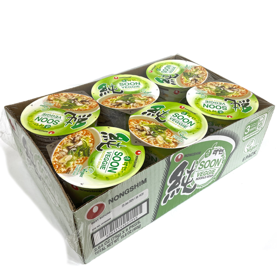 [Nongshim] Soon Veggie Ramen Vegan 6-Cup / 농심 순라면 비건 컵 라면 작은컵 (6pk)