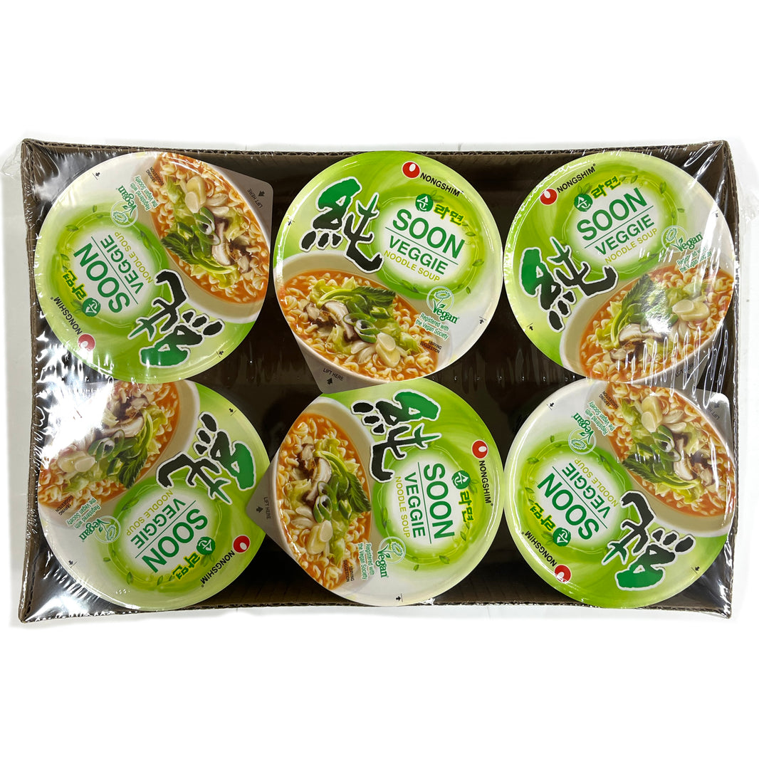 [Nongshim] Soon Veggie Ramen Vegan 6-Cup / 농심 순라면 비건 컵 라면 작은컵 (6pk)