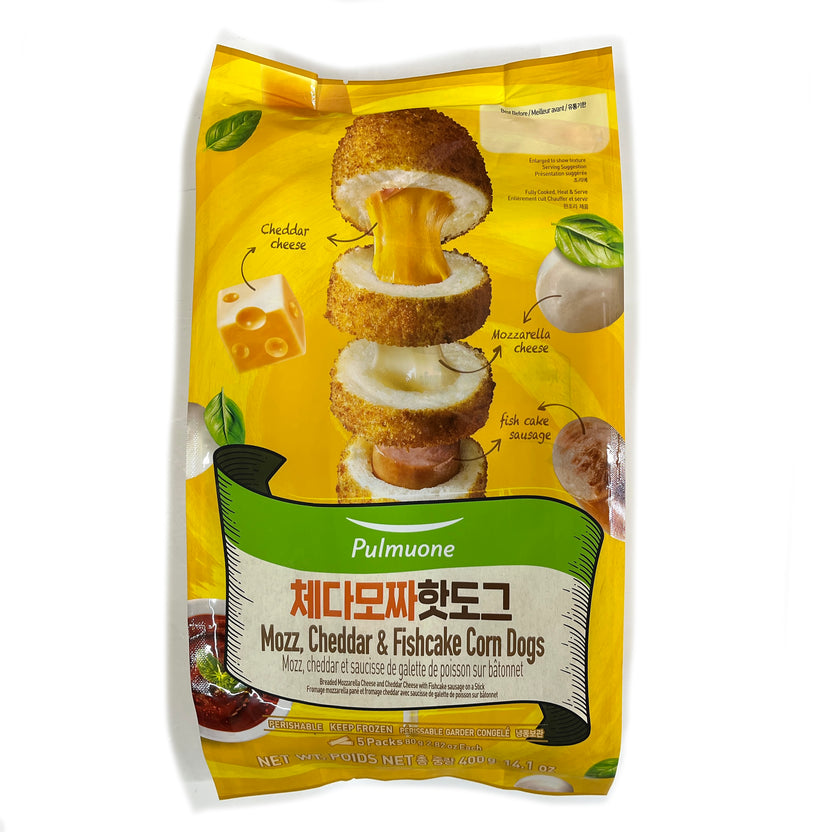 [Pulmuone] Cheddar & Mozzarella Corn Dogs / 풀무원 체다 모짜 핫도그 (400g)