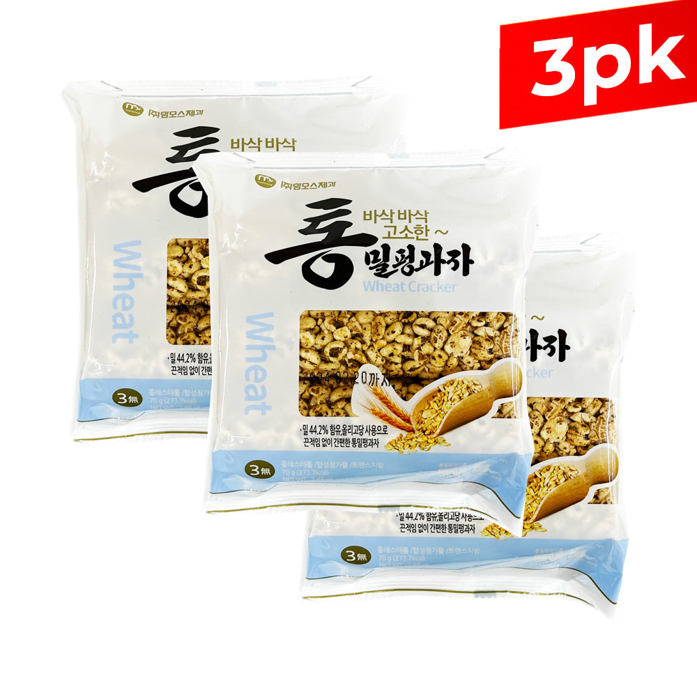 [Mommos] Wheat Cracker / 맘모스 바삭 바삭 고소한 통 밀펑 과자 (70g x3)