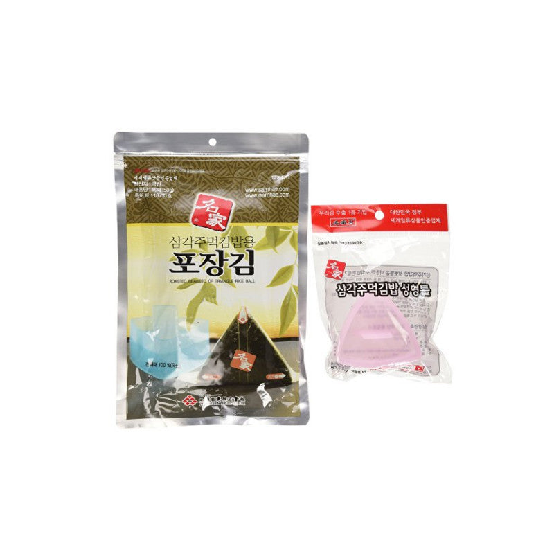 [Samhae] Roasted Seaweed of Triangle Rice Ball + Kit / 명가 삼각 김밥 김 (10pcs) + 삼각틀 세트