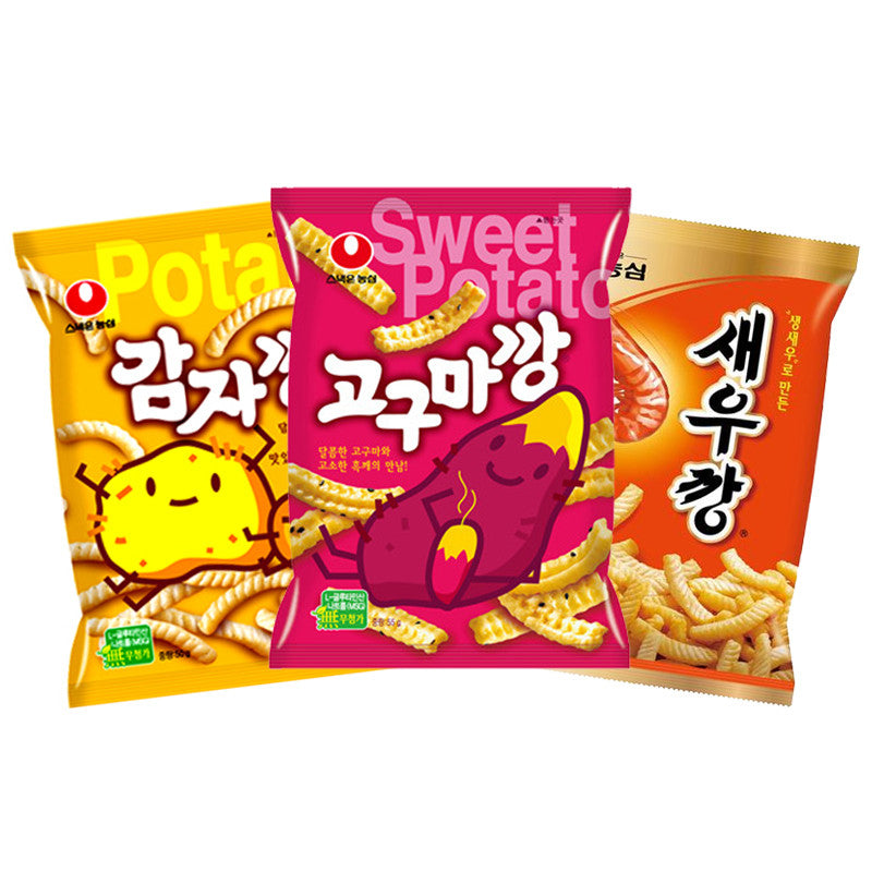 [Nongshim] Potato+Sweet Potato+Shrimp Snack Set/농심 감자깡(55g)+고구마깡(55g)+새우깡 (75g)