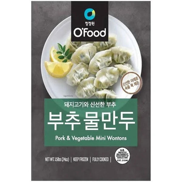 [O'Food] Pork & Vegetable Mini Wontons Dumpling / 청정원 오푸드 돼지고기와 신선한 부추 물 만두 (1.5lb)
