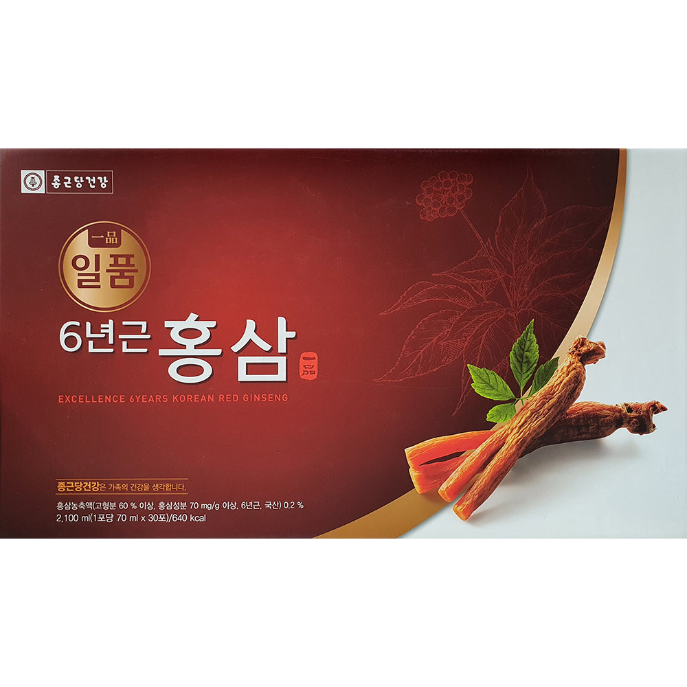 [Chong Kun Dang] Excellence 6 Year Korean Red Ginseng / 종근당 일품 6년근 홍삼 (70ml x 30pks)